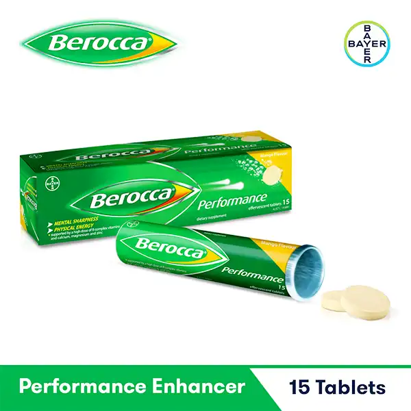 14036 Berocca Performance Mango Multivitamin Effervescent Tablets 15 Count