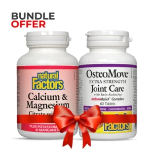 Natural Factors Calcium & Magnesium Citrate with D3 + OsteoMove Bundle Pack