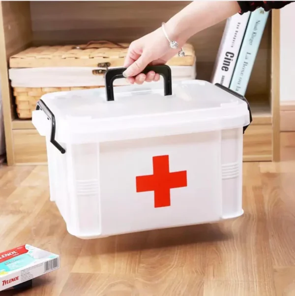 MedicineStorageBox-1StAidBox-Medical1stAidStorageBox7 Medicine Storage Box – 1st Aid Box – Medical 1st Aid Storage Box – Plastic Body First Aid Box – Family Medicine Box/Family Emergency Kit Storage Box