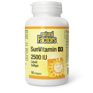 NaturalFactorsSunVitamin_VitaminD3_Softgels2500IU Natural Factors SunVitamin Vitamin D3 Softgels 2500 IU 90 Ct