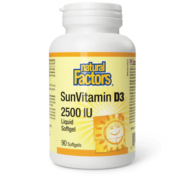 NaturalFactorsSunVitamin_VitaminD3_Softgels2500IU Natural Factors SunVitamin Vitamin D3 Softgels 2500 IU 90 Ct