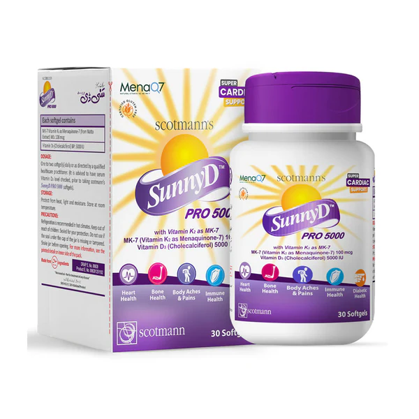 ScotmannSunnyDPro5000_VitaminD3_K2_30Ct Scotmann SunnyD Pro 5000 Vitamin D3 + K2 30 Ct